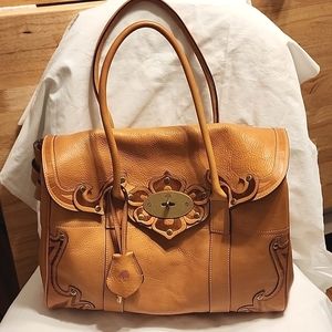 COPY - Mulberry Bayswater Darwin Tooled Leather Handbag, Tan, 14 1/2x6 1/2x10 1…